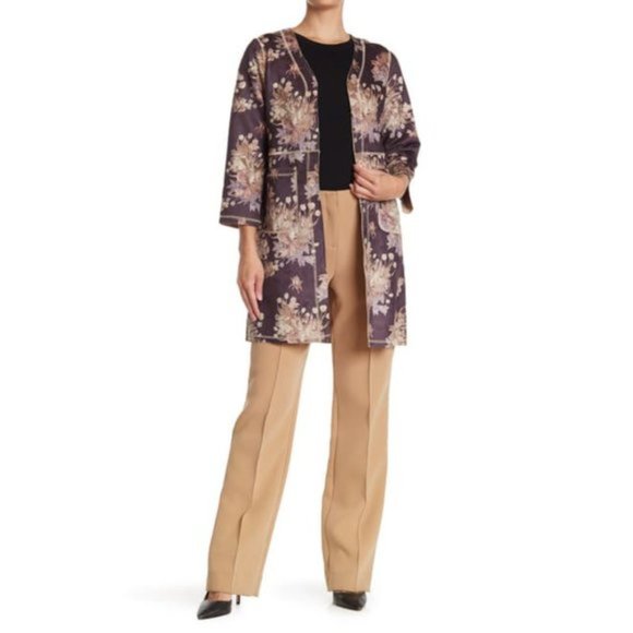 Chelsea & Theodore faux suede floral print open jacket, NWT, S - Picture 2 of 11